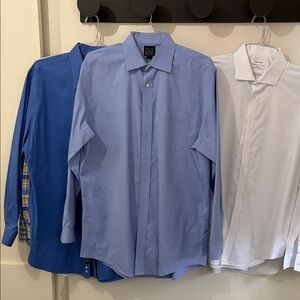 Jos. A. Bank Men's Blue Micro-Check Dress Shirt - Size 17 - 36